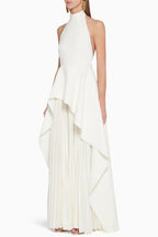 White Bandage Halter Irregular Maxi Dress