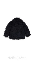 Flowering Girl Women Short black fur coat