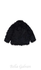 Flowering Girl Women Short black fur coat