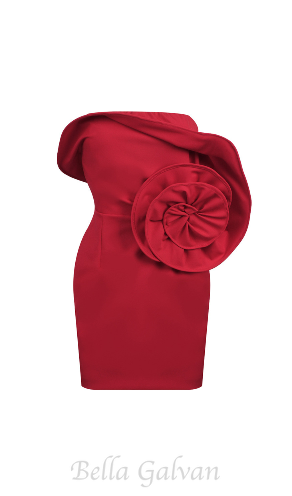 Flowering Girl Women Sculptural rose mini dress in red