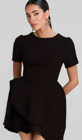Flowering Girl Women Emma black asymmetric ruffled mini dress