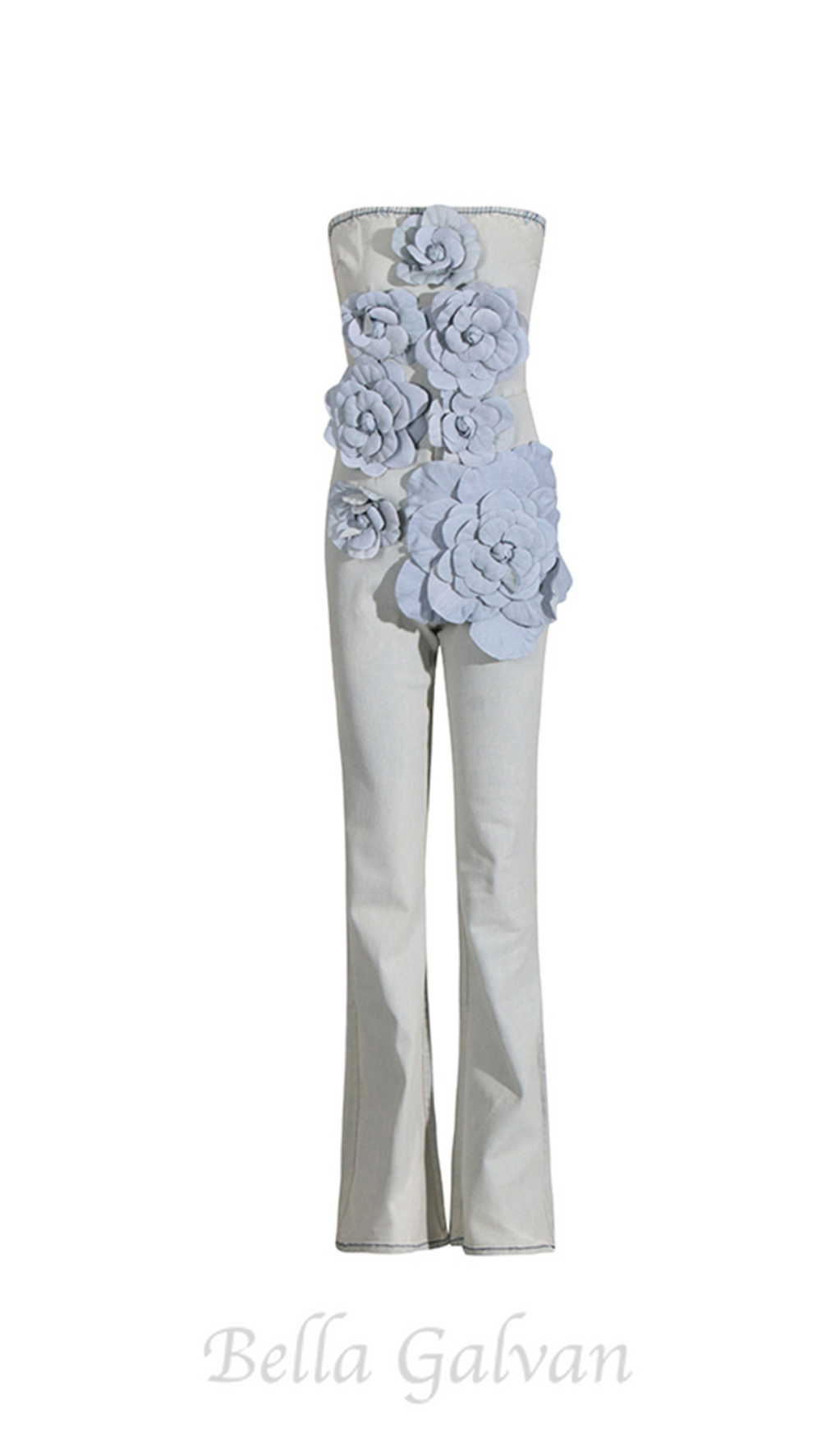 Flowering Girl Women Berlin Floral Denim Jumpsuit in Light Wash