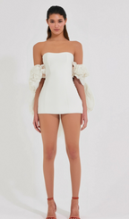 Flowering Girl Women Liliane white floral-appliqué bolero & dress matching set