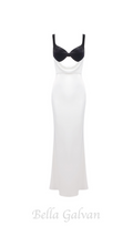 Flowering Girl Women velvet bustier maxi dress in black white