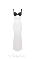 Flowering Girl Women velvet bustier maxi dress in black white