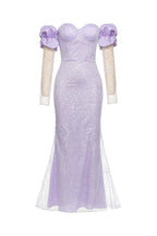 Flowering Girl Women Sequin Mermaid Maxi Dresses In Purple