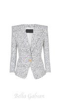 Flowering Girl Women Alphabet pattern white jacket with single button