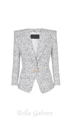 Flowering Girl Women Alphabet pattern white jacket with single button