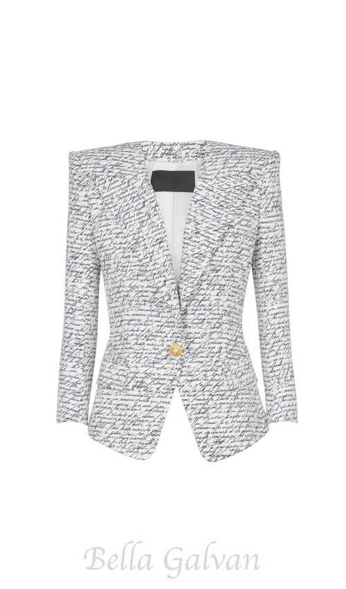 Flowering Girl Women Alphabet pattern white jacket with single button