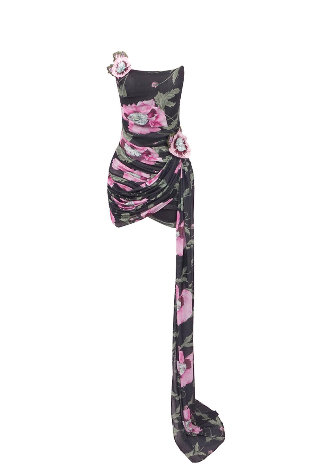 Flowering Girl Women Floral Drape Mini Dress