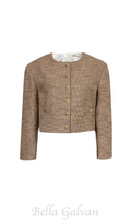 Flowering Girl Women Round-neck houndstooth-pattern woven jacket in Bruns