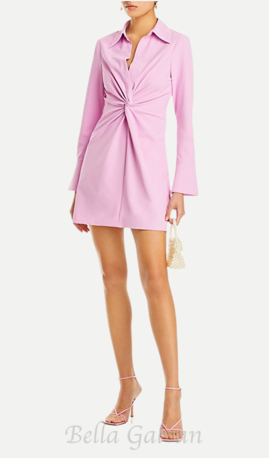 ruched shirt mini dress in pink