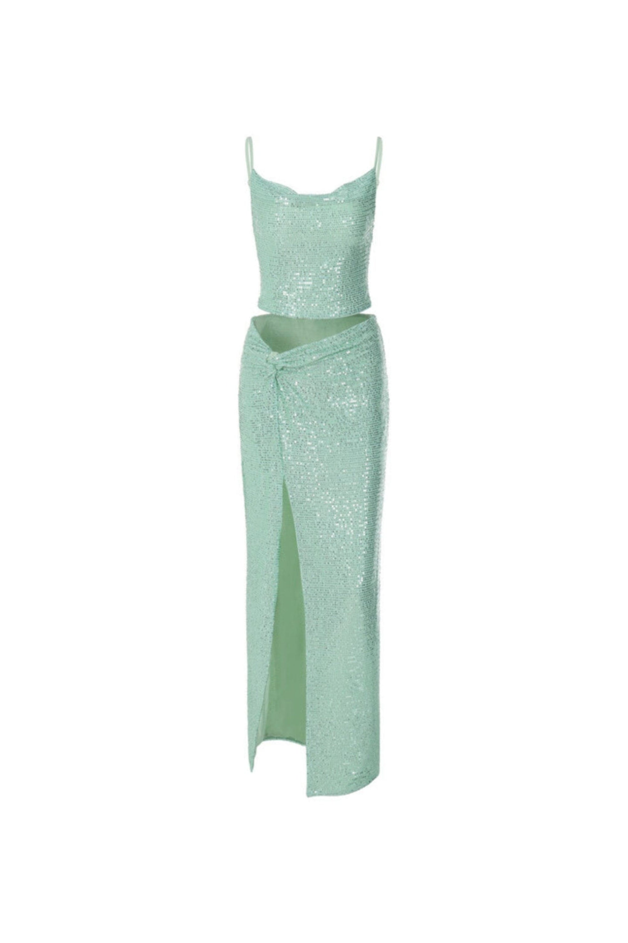 Flowering Girl Women Sequin Two Pieces Suit In Green