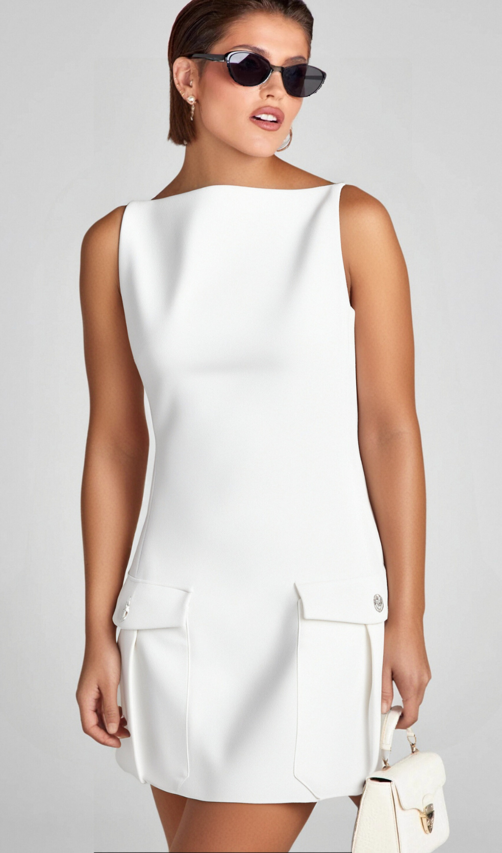 Flowering Girl Women Stretch Crepe Strapless Mini dress in white