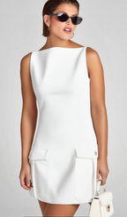 Flowering Girl Women Stretch Crepe Strapless Mini dress in white