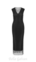 Flowering Girl Women sleeveless mesh shift midi dress in black