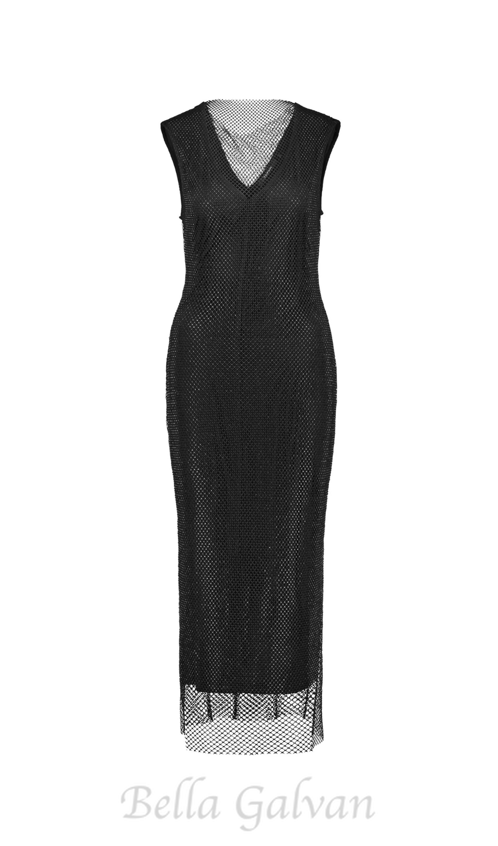 Flowering Girl Women sleeveless mesh shift midi dress in black