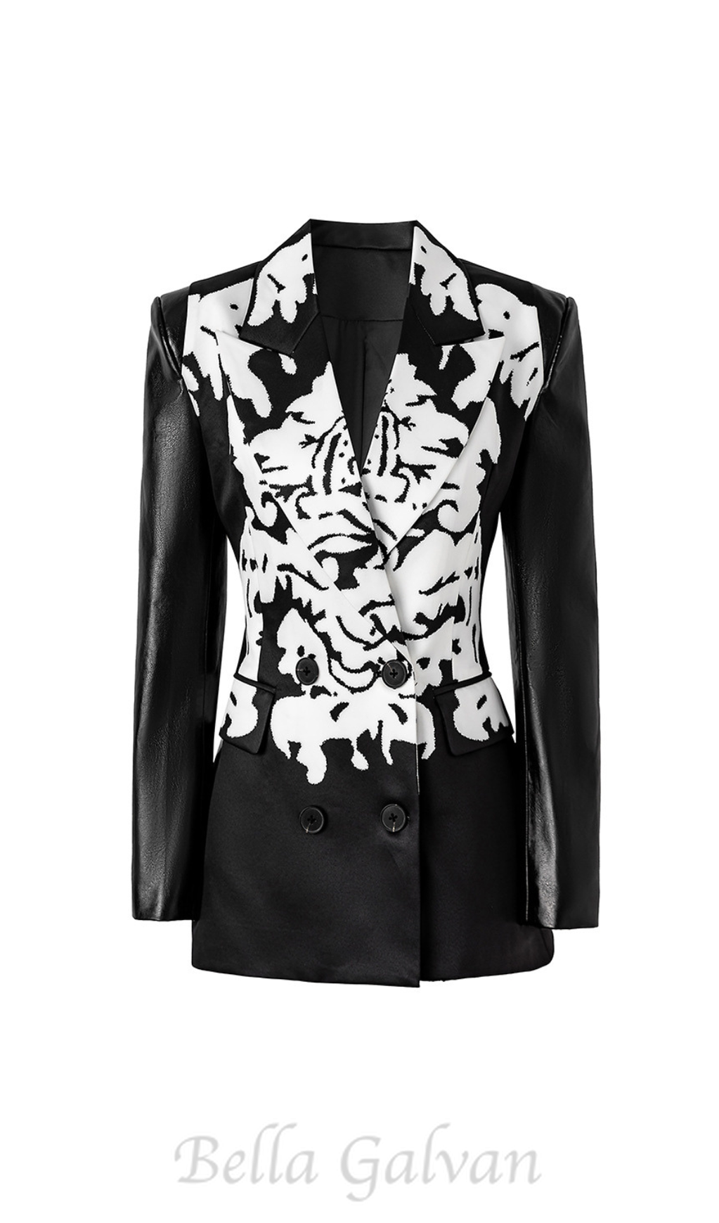 Flowering Girl Women Damask Dripping Blazer Mini Dress in black