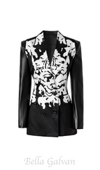 Flowering Girl Women Damask Dripping Blazer Mini Dress in black