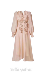 Flowering Girl Women floral embellished midi dress in Neutrals