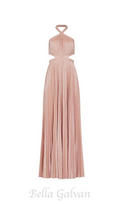 Flowering Girl Women nancy halter cutout pleated gown in pale pink
