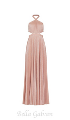 Flowering Girl Women nancy halter cutout pleated gown in pale pink
