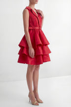 Flowering Girl Women jessica Red V-neck Tiered Ruffle Mini Dress