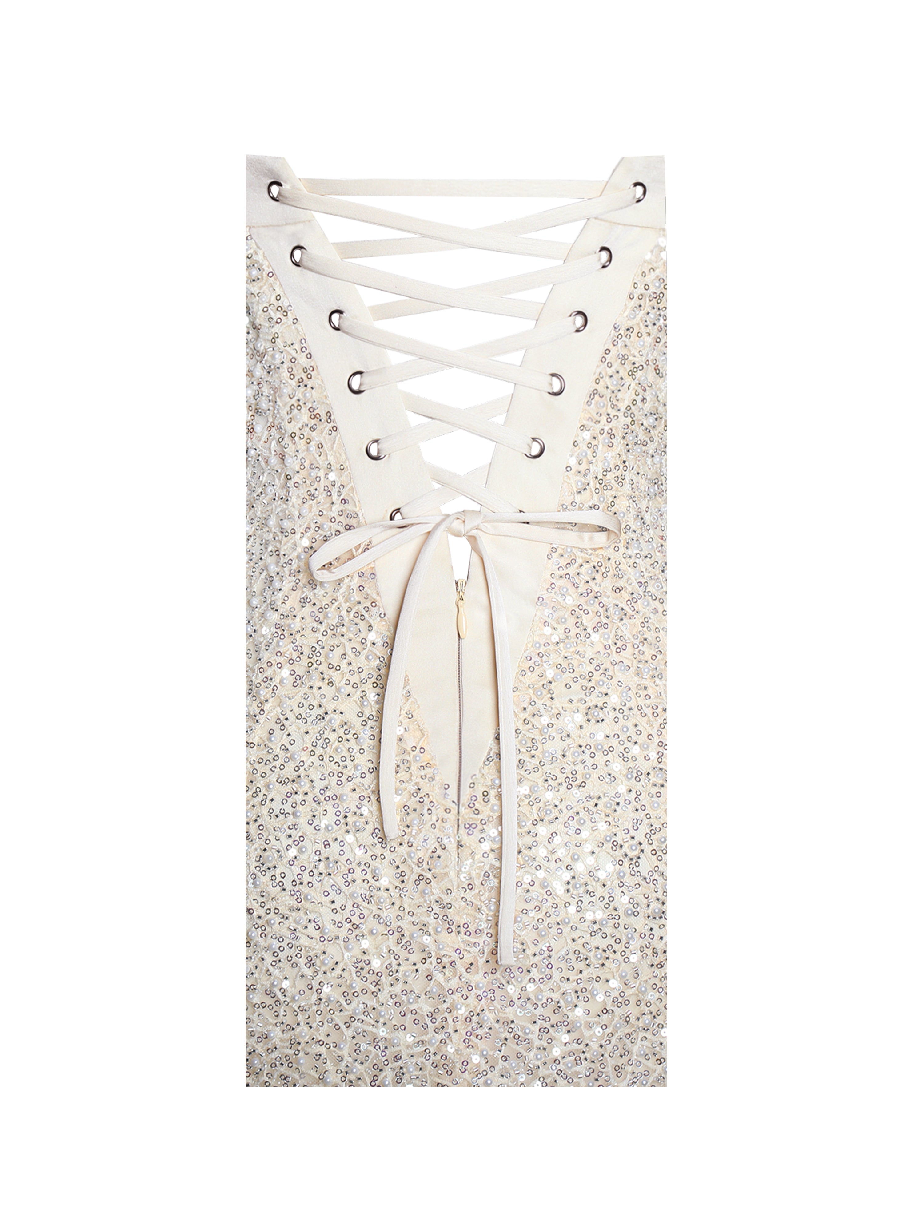 Raizel Gold Beaded Sequin Bodycon Gown With Scarf
