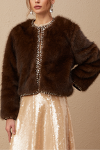 Flowering Girl Women Solène Ombré-Effect Crystal Faux-Fur Coat