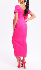 Flowering Girl Women Pink Bow-Knot Midi Dress