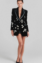 Flowering Girl Women Sibyl Black Bee Diamond Blazer Mini Dress