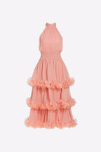 Flowering Girl Women Nereida Tiered Midi Dress In Pale Orange