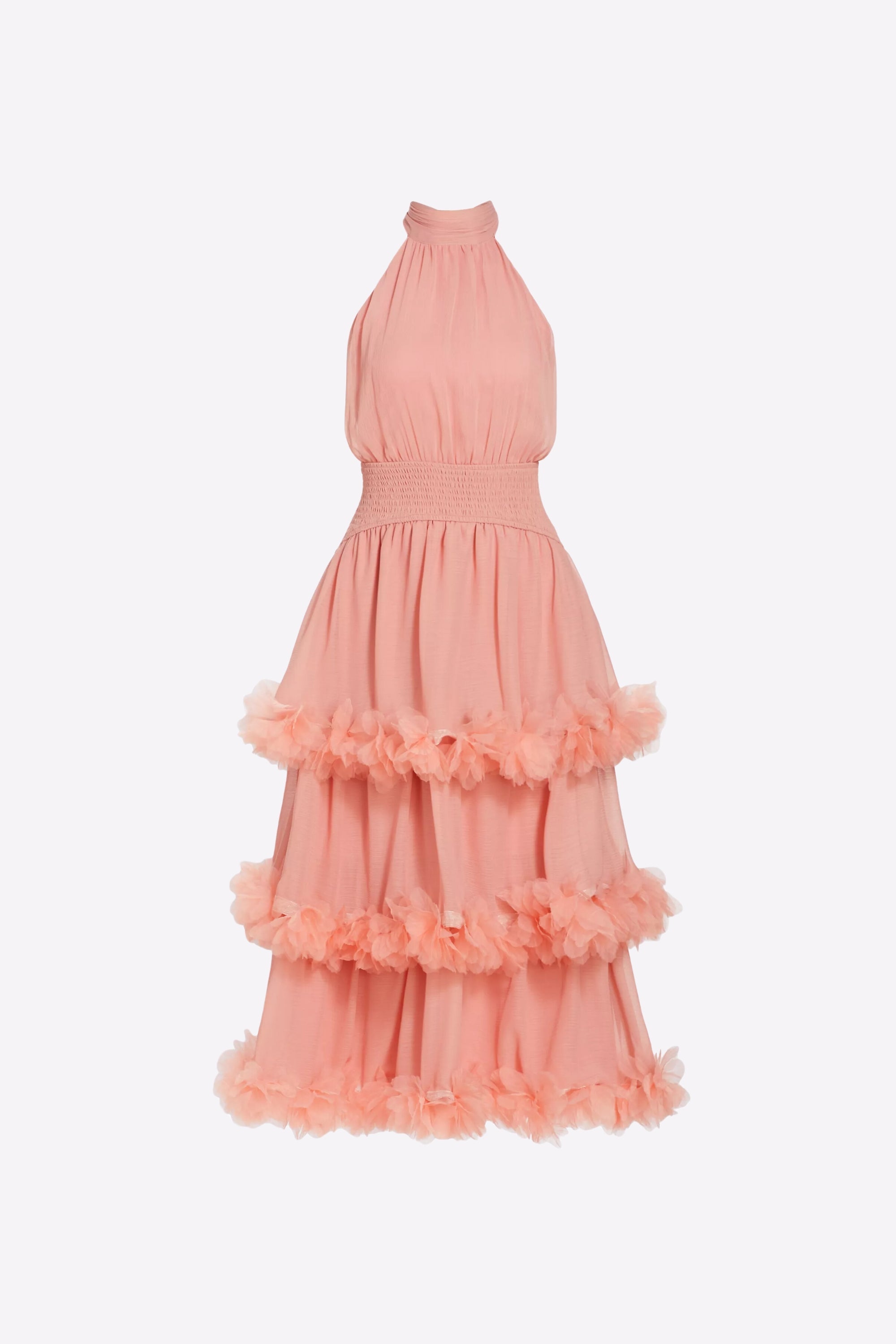 Flowering Girl Women Nereida Tiered Midi Dress In Pale Orange