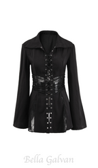 Flowering Girl Women Melany See Through Lace Up Shirt in Black