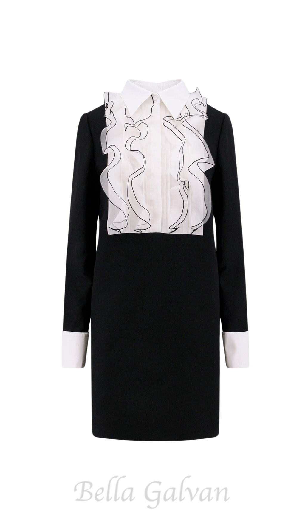 Flowering Girl Women two-tone ruffle trim embellished mini dress