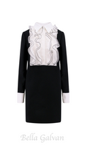 Flowering Girl Women two-tone ruffle trim embellished mini dress