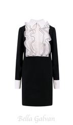 Flowering Girl Women two-tone ruffle trim embellished mini dress