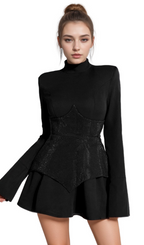 Flowering Girl Women athena Keilani Black Long Sleeve Mini Bodysuit