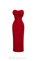 Flowering Girl Women michelle 3d flower strapless midi dress in red