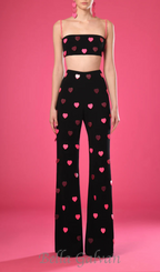 Flowering Girl Women Pink top and pants with hearts