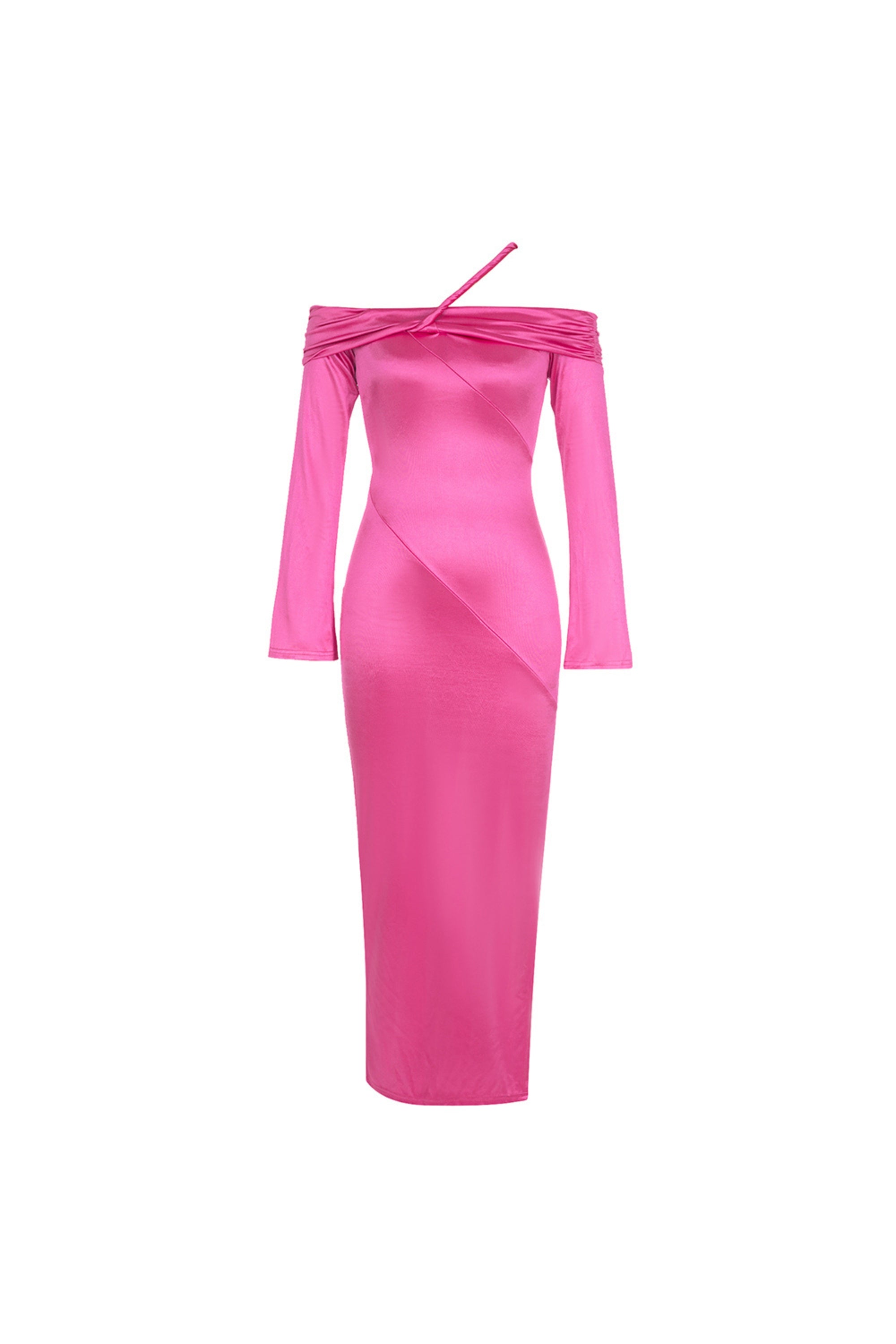 Stain Split Maxi Dress In Pink