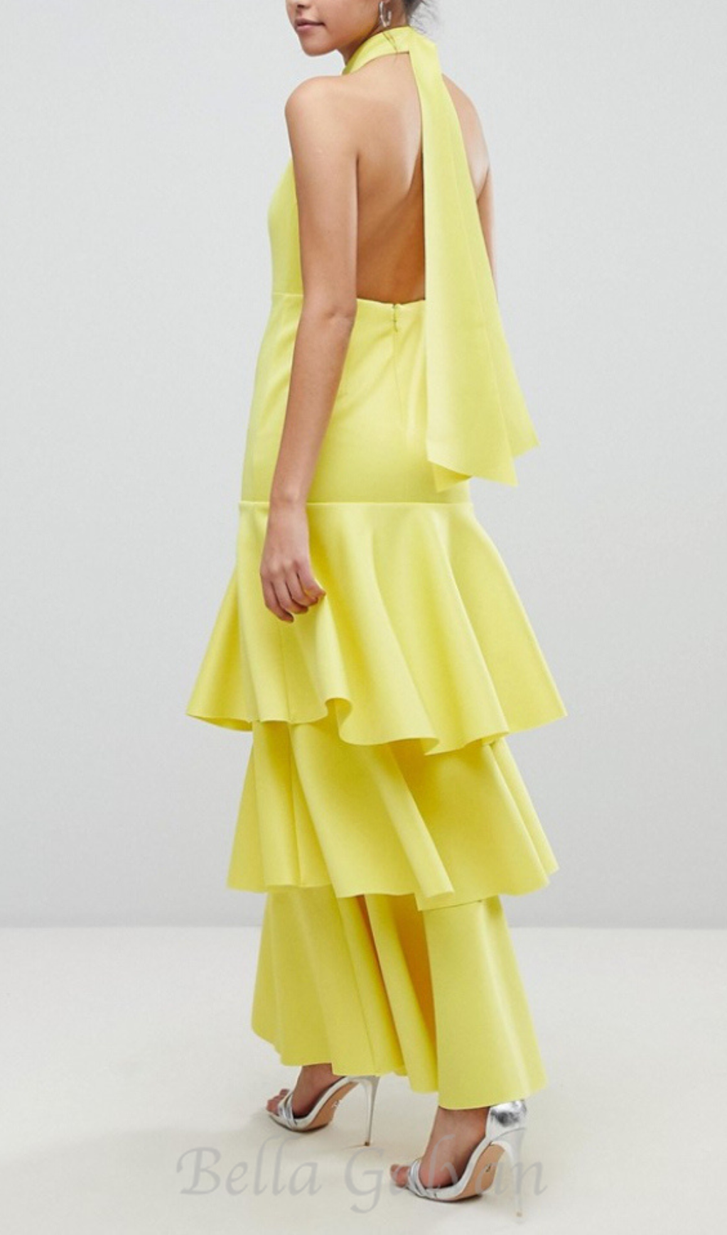 Flowering Girl Women samantha layered off-shoulder midi dress in yellow