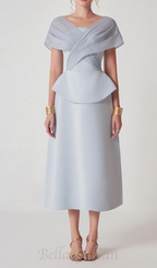 Flowering Girl Women mesh patchwork midi dress in light grey