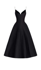 Flowering Girl Women patchwork midi dress in black