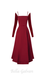 Flowering Girl Women PHANTOM Fringed Midi Dress in red