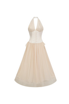 Flowering Girl Women tiffany halterneck tulle overlay maxi dress in apricot