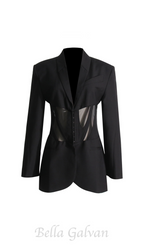 Flowering Girl Women v-neck Corset Jacket in black