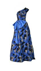 Flowering Girl Women Pleated Jacquard Bow Floral A-line Dress