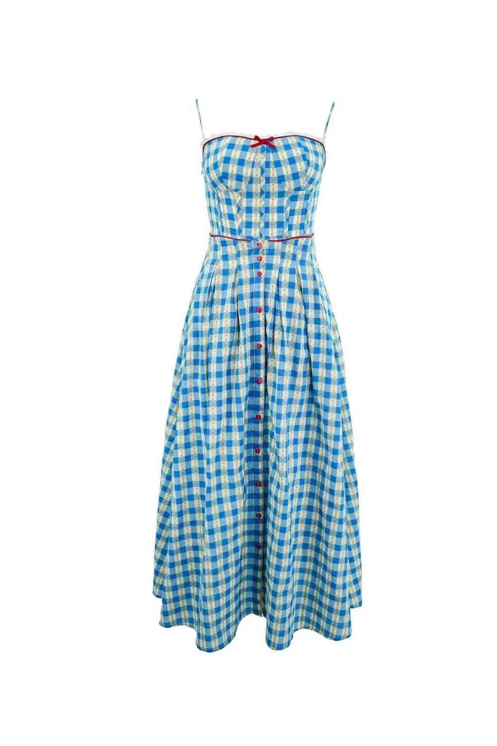 Flowering Girl Women virginia plaid strap maxi dress in blue