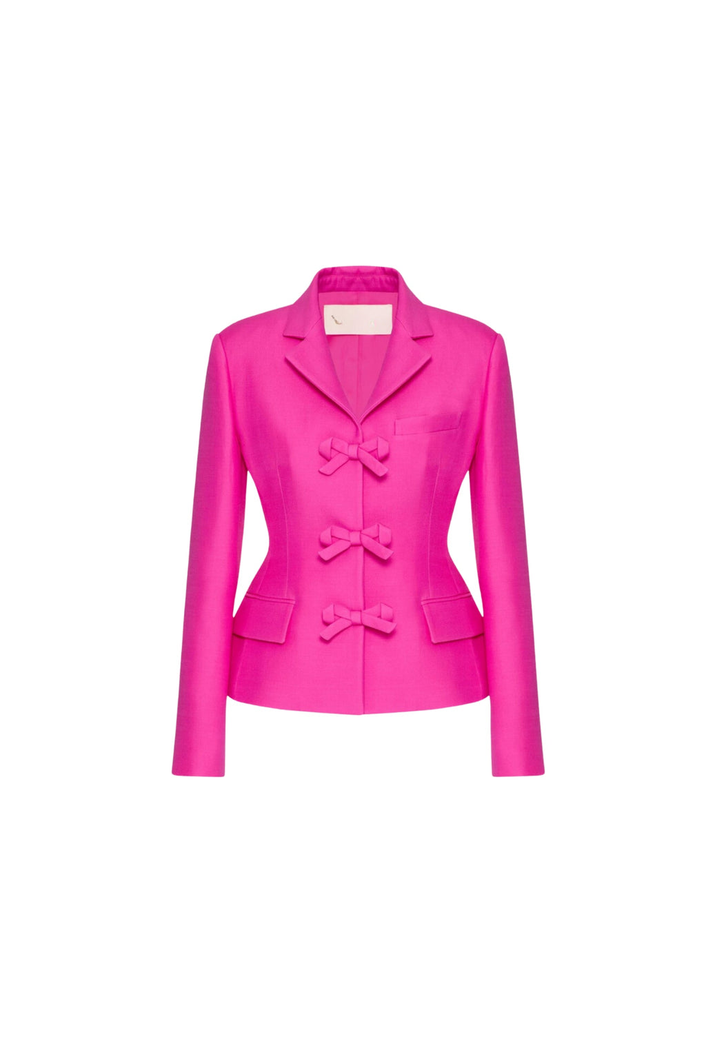 Flowering Girl Women Yuri Bow Detail Crepe Couture Blazer In Pink